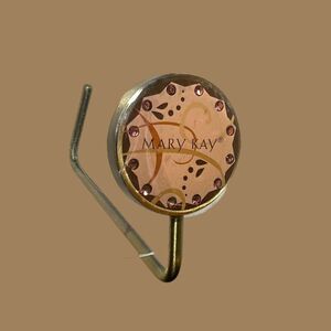Mary Kay Purse Hook Hanger Bag Table Gold Brass‎ Embellished Rhinestone Rare